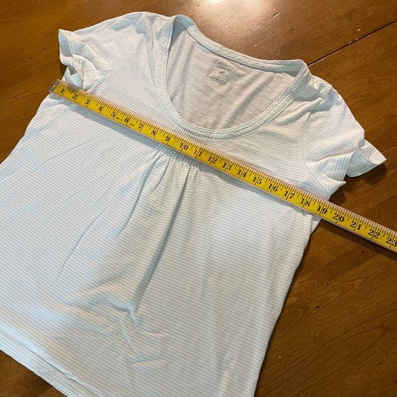 Talbots Women's Light Green Striped Semi Sheer Short‎ Sleeve Shirt Top Blouse M - Picture 7 of 10